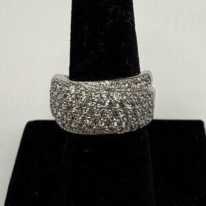 Sterling Silver Pavé CZ Dome Ring 925 BJC Size 6.75